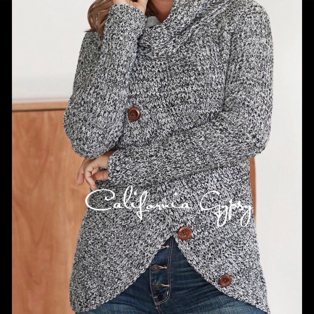 Feathered Asymmetrical Turtleneck Sweater - Picture 4 of 10